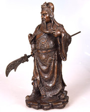 General Guan Gong Guan Yu China Bronze Krieger Figur Krieger Statue Feng Shui