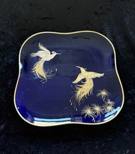 Hutschenreuther Echt Kobalt Porzellanplatte – Golddekor Vögel – Grieshammer –