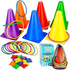 Outdoor Spiele Kinder 3 in 1: Wurfspiele, Kegel, Sitzsäcke, Party Sets
