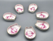 1 x Meissen Porzellan Löffelablage, Indisch Purpur Blüten Handmalerei, 1. Wahl