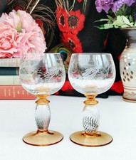 2 x Vintage Theresienthal Pieroth Romer Exclusiv Gravur Weingläser Handarbeit