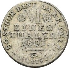 Hessen-Kassel 1/6 Taler 1801 F
