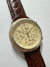 Kelek Vollkalender Chronograph Uhr Automatik Gold Stahl Ref 2372-01-A selten