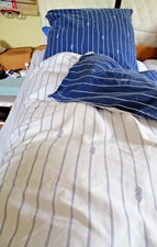 Tchibo Bettwäsche weiß blau Maritim 3 Teile 80 x 40 -80 x 80 135 x 200 cm