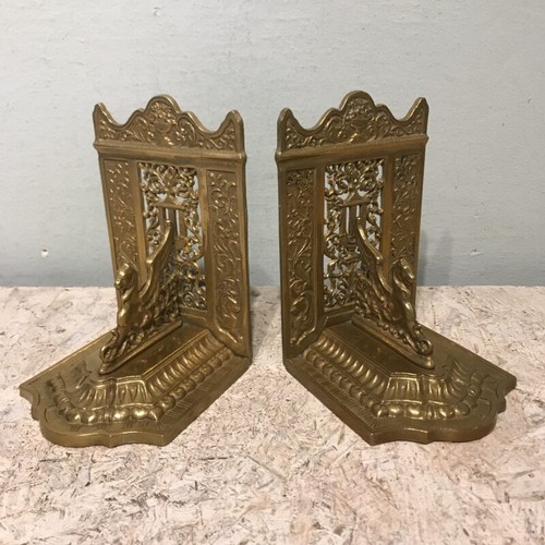 Pair brass winged lion - pair,