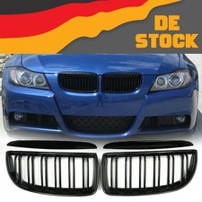 Grill Nieren KüHlergrill Doppelsteg Glanz Schwarz Für BMW 3er E90 E91 2004-2008