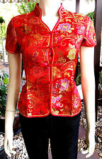 Asia Miss China-Geisha-Qipao Bluse/Blazer/Top Shirt Blumen-Muster Gr.34