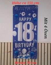 18. Geburtstag Banner, Fahne mit Ösen, waschbar, Höhe 150cm, Breite 70cm