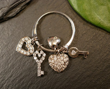 Toller 925 Sterling Silber Ring DQCZ Zirkonia Schlüssel Herz Liebe Love Pampeln