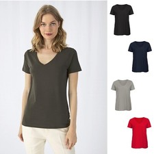 Damen V-Ausschnitt T-Shirt 100% Bio-Baumwolle Regular  Shirt S - 3XL (BTW045)