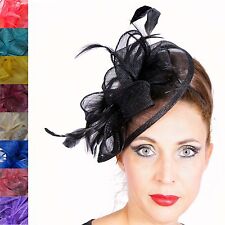 Edler Fascinator am Haarreif Federn Blume Hochzeit Haarschmuck VIELE FARBEN neu