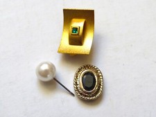 3 x Teile zum Basteln Ohrclips + Anhänger mit Saphir + Ohrstecker mit Perle