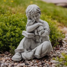 Junge mit Katze Kinderfigur