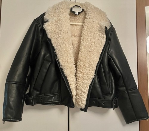 Jacke schwarz beige teddyfell - jacke,