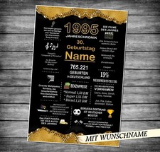 Schild Karte Urkunde Geb. 1995 30. Geburtstag - 30 Jahre Chroniken Geschenk 2025
