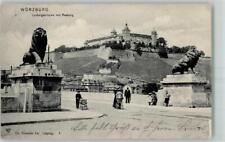 10466240 - 8700 Wuerzburg Ludwigsbruecke Festung Steinfigur Loewe Kinderwagen