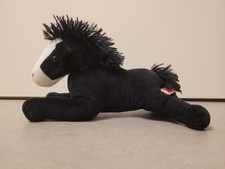 Morgenroth Plüsch Stofftier Pferd in schwarz ca. 30 cm liegend