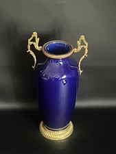 Antik Sèvres Vase Kobaltblau Bronze Frankreich 19. Jh Napoléon III Louis XVI