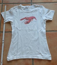 BALBINA, T-Shirt,  weiss mit Aufdruck (Hummer) + Schmucksteine, Gr. M, Super