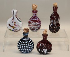 5 x Snuffbottle Murano Glas - bunt Rottönen Schwarz mit Polkadots - S9