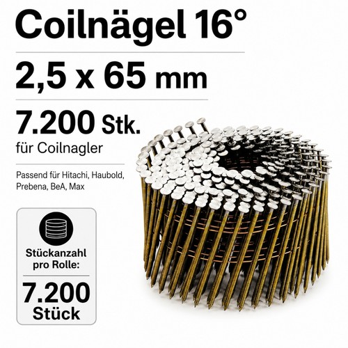 Coilnägel 2 5x65mm - coilnägel, 16°
