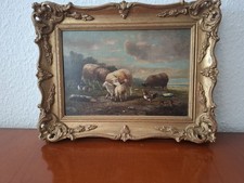 Gemälde - Lamperts Gerhards - Schafe und Federvieh in Landschaft 19Jh. 