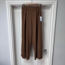 Moda Italia Hose Damen W30 braun weites Bein Gummibund Pull On Stretch