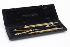 Original Lotter 4-teiliges Zirkelset Zirkelkasten Reißzeug Set Messing Vintage