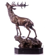 Bronze Hirsch Skulptur auf schwarzem Marmorsockel nach Milo