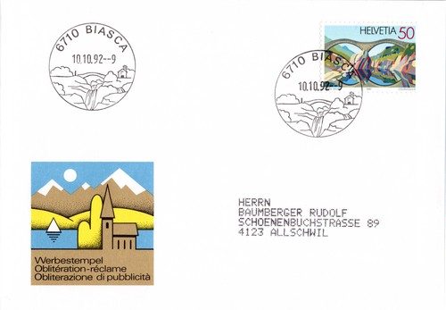 Schweiz brief sst biasca 1992 - sst,