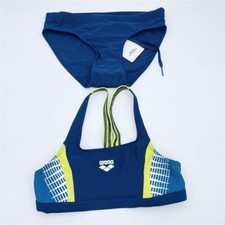 Arena Damen W Threefold Two Pieces R Bikini, Navy-Grey Blue-Soft Green, 34 EU, 8