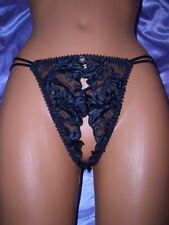 Escora hocherotischer Pin Up Nylon Spitzen String 44 schwarz offen Tanga  (FF26)