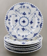 ROYAL COPENHAGEN BLAU GERIFFELT VOLLSPITZE 25 CM 97/8" SPEISETELLER 1084 X 6 TOP