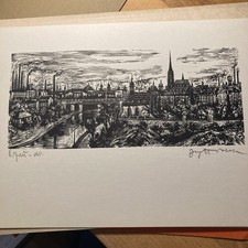 Holzschnitt Pilsen von Josef