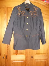 Pompöös Design by Harald Glöckler Jacke Jeansjacke Stickerei Gr 48 anthrazit NEU