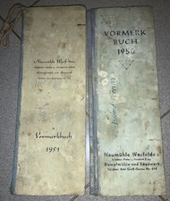 2 x Vormerkbuch Kalender Neumühle Worfelden Dampfmühle Sägewerk Bäckerei Eintrag