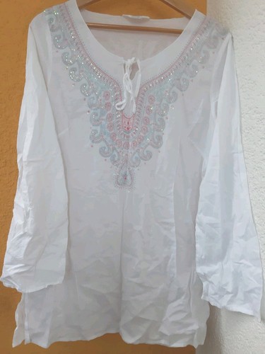 Weiße boho tunika - weiße,