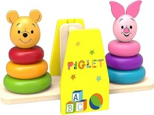 Winnie Pooh 10tlg. Stapelbare Ringe Wippe Holzspielzeug Babyspielzeug TY021