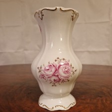 Weimar Porzellan Katharina „Rosa Rose Goldrand“ Vase H 19cm Porzellan