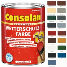 Consolan Wetterschutzfarbe verschiedene Farbtöne 0,75 Ltr. Holzschutzfarbe