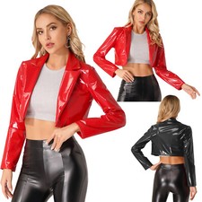 DE Damen Wetlook Anzug Jacke