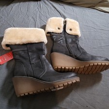 S.Oliver Boots Stiefel Stiefelette Wedges Keilabsatz gefüttert 39 NEU schwarz