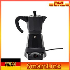 300ml Elektrische Kaffeemaschine Espressokocher 6 Tassen Mokka Kanne Schwarz