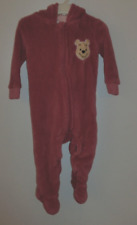 Altrosa flauschiger Anzug Winnie-Puuh Stickbild und Kapuzen-Innenfutter Gr.74/80