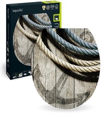 WC-Sitz Holzkern Dekor Seemannstau Fast-Fix Oval High-Gloss Absenkautomatik 