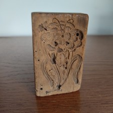 Holz Model Klein Antik Backform Springerle 18./19.Jhd Blume Heiliger? Beidseitig