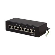 8 Port RJ45 Patchpanel Patchfeld Wand Desktop Verteilerfeld CAT.6 UTP Schwarz