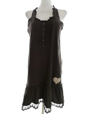 💚 CHILLNORWAY A-Linien-Kleid für Damen Spitzenstickerei Braun M Ärmellos 💚