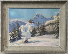 Original altes Ölgemälde Winterlandschaft, ca. 1985, signiert A. Resch, 60x45 cm