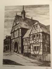 Oberursel Mappe mit 8 handsignierte Reproduktionen / Zeichnungen Horst Käse